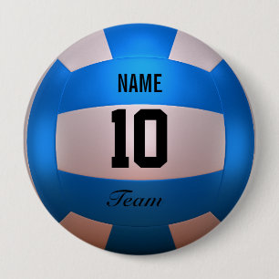 Macaron Rond 10 Cm Volleyball bleu