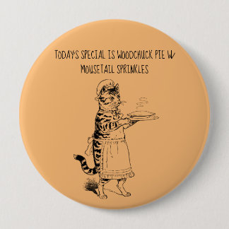 Macaron Rond 10 Cm Witress chat servant tarte drôle chat Bouton