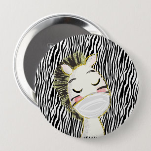 Macaron Rond 10 Cm Zèbre de sécurité animal enfant Coronavirus