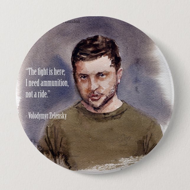 Macaron Rond 10 Cm Zelensky, bouton Volodymir (Devant)