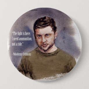 Macaron Rond 10 Cm Zelensky, bouton Volodymir