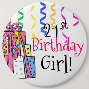 Macaron Rond 15,2 Cm 21ème Fille d'anniversaire grande