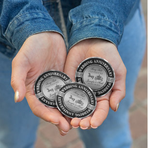 Macaron Rond 15,2 Cm 25e anniversaire Mariage-Mariage cheval et transpo