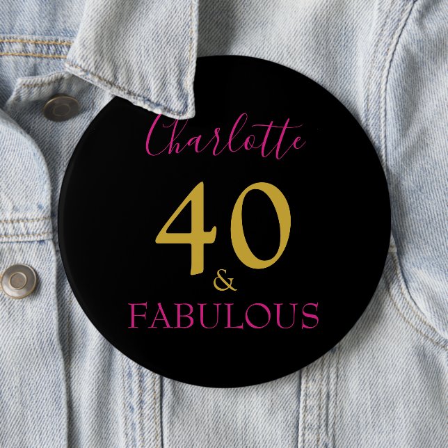Macaron Rond 15,2 Cm 40 et fabuleux moderne 40e anniversaire rose (En situation)
