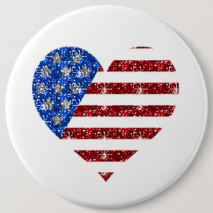 Macaron Rond 15,2 Cm 4 juillet Coeur/Colossal, Bouton rond De 6 Pouces
