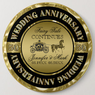 Macaron Rond 15,2 Cm 50e anniversaire de mariage - Cheval et Carrosse d