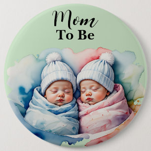 Macaron Rond 15,2 Cm Adorable Garçon/Fille Twin Babies Maman To Be Bout