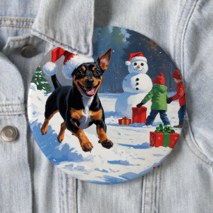 Macaron Rond 15,2 Cm Affenpinscher Festive de Noël Scène de neige
