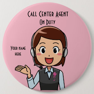 Macaron Rond 15,2 Cm Agent du centre d'appel en service rose