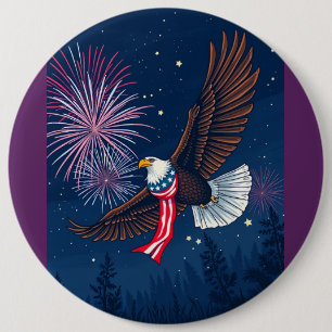 Macaron Rond 15,2 Cm Aigle à bald volant avec les États-Unis Écharpe à 