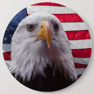 Macaron Rond 15,2 Cm Aigle et drapeau de l'American Bald