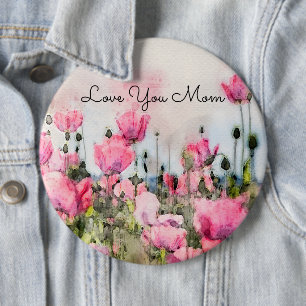 Macaron Rond 15,2 Cm Aimez-vous Maman Aquarelle rose