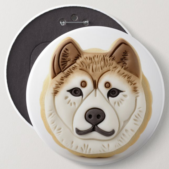 Macaron Rond 15,2 Cm Akita Chien 3D Inspiré (Devant & derrière)