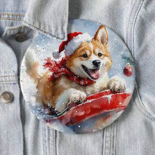 Macaron Rond 15,2 Cm Akita Dog dans la corniche laissez-le neiger Noël