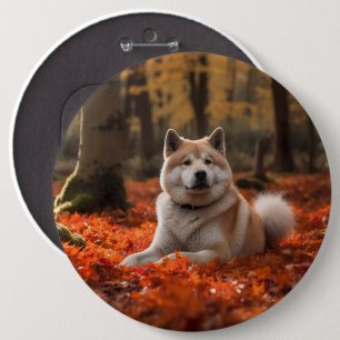 Macaron Rond 15,2 Cm Akita en automne Feuilles automne s'inspire