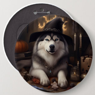 Macaron Rond 15,2 Cm Alaskan Malamute Citrouilles Halloween effrayant