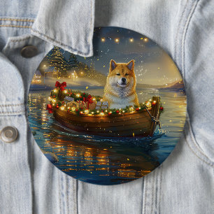 Macaron Rond 15,2 Cm American Akita Christmas Festive Voyage