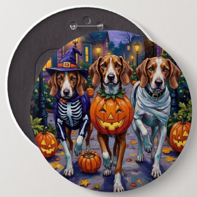 Macaron Rond 15,2 Cm American English Foxhound En Costumes Halloween (Devant & derrière)