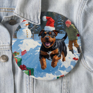 Macaron Rond 15,2 Cm American Staffordshire Noël Festive Neige
