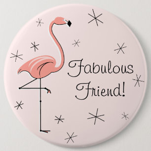 Macaron Rond 15,2 Cm Ami fabuleux rose de Flamant rose "!" bouton