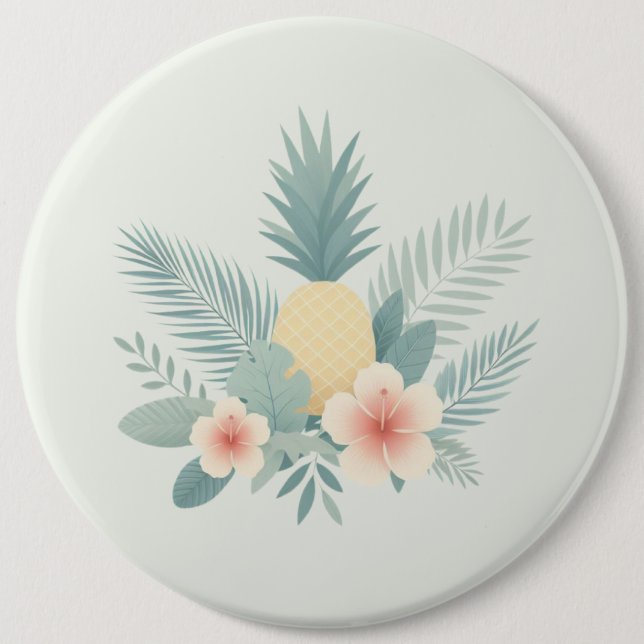 Macaron Rond 15,2 Cm Ananas floral & Hawaiian (Devant)