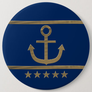 Macaron Rond 15,2 Cm ancre or sur arrière - plan bleu marine