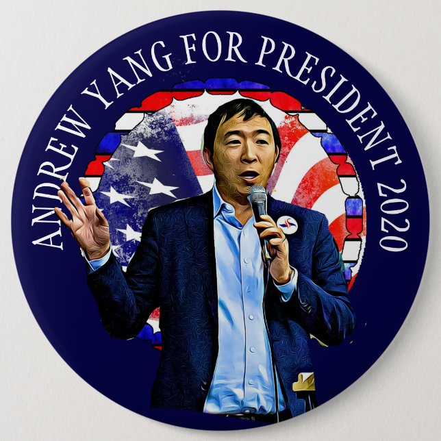 Macaron Rond 15,2 Cm Andrew Yang pour l'élection présidentielle américa (Devant)