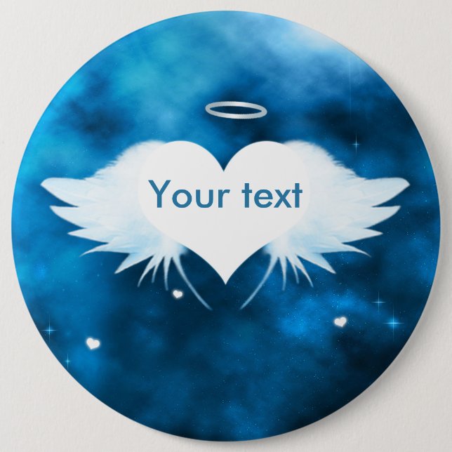 Macaron Rond 15,2 Cm Ange du coeur colossal, 6" bouton rond (Devant)