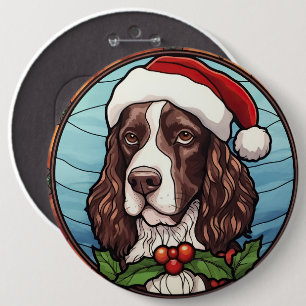 Macaron Rond 15,2 Cm Anglais Springer Spaniel Vitrail Noël