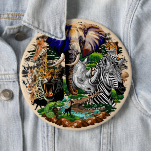 Macaron Rond 15,2 Cm Animaux sauvages de la Savane africaine