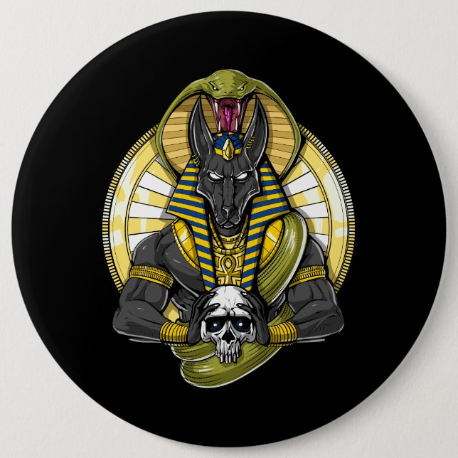 Macaron Rond 15,2 Cm Anubis Egyptian Wolf God (Devant)
