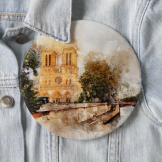 Macaron Rond 15,2 Cm Aquarelle artistique de Notre-Dame Cathédrale Pari