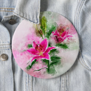 Macaron Rond 15,2 Cm Aquarelle de fleur de Stargazer Lily - wb 02