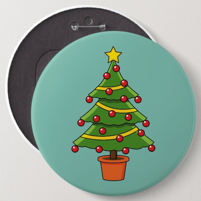 Macaron Rond 15,2 Cm Arbre de Noël (Devant & derrière)