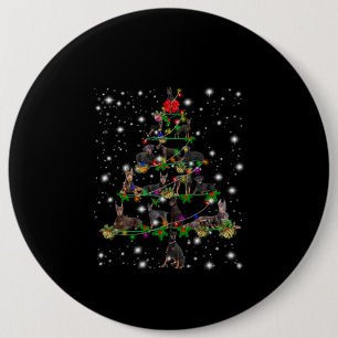 Macaron Rond 15,2 Cm Arbre De Noël Doberman Couvert De Lampe De Feu