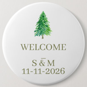 Macaron Rond 15,2 Cm Arbre Fleur Monogramme Élégant Mariage de Forêt