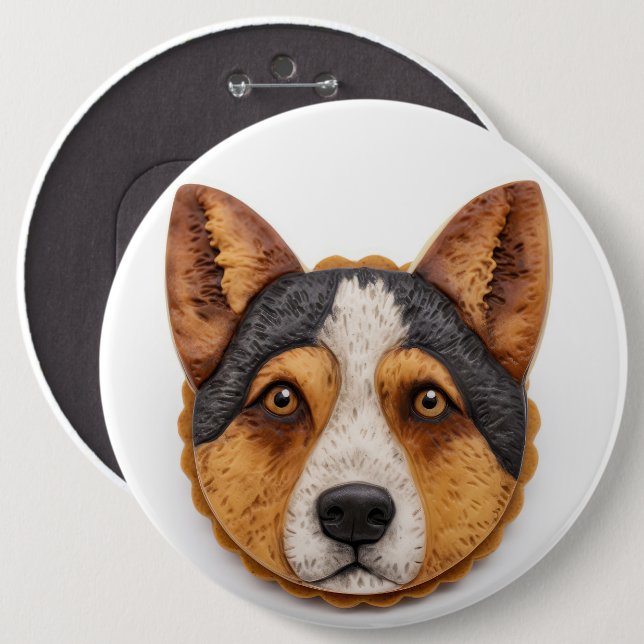 Macaron Rond 15,2 Cm Australian Cattle Dog 3D inspiré (Devant & derrière)