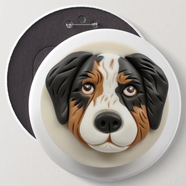 Macaron Rond 15,2 Cm Australian Shepherd Dog 3D inspiré (Devant & derrière)