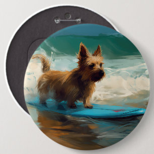 Macaron Rond 15,2 Cm Australian Terrier Beach Surfing Paining