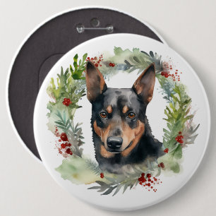 Macaron Rond 15,2 Cm Australie Kelpie Noël Wreath Festive Pup