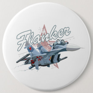 Macaron Rond 15,2 Cm Avion de chasse caricaturale