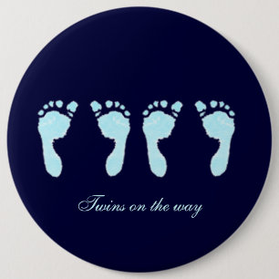 Macaron Rond 15,2 Cm Baby Footprints (Boy Twins)