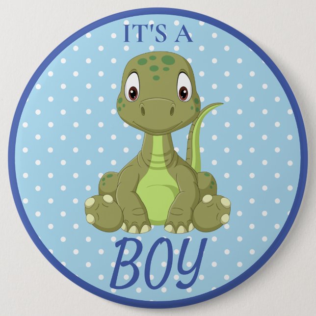 Macaron Rond 15,2 Cm Baby shower bleu Dinosaur T Rex (Devant)