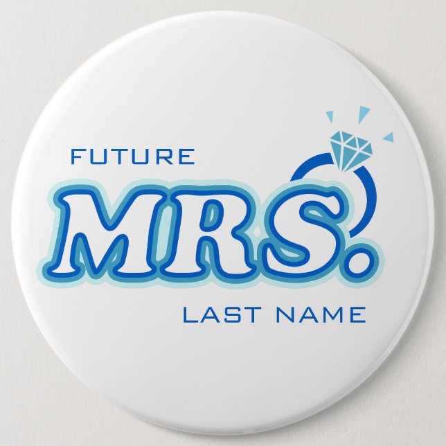 Macaron Rond 15,2 Cm Bachelorette bleu "future Mme" Pin personnalisable (Devant)