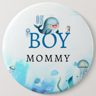 Macaron Rond 15,2 Cm Baleine sous la mer Aquarelle garçon Baby shower m