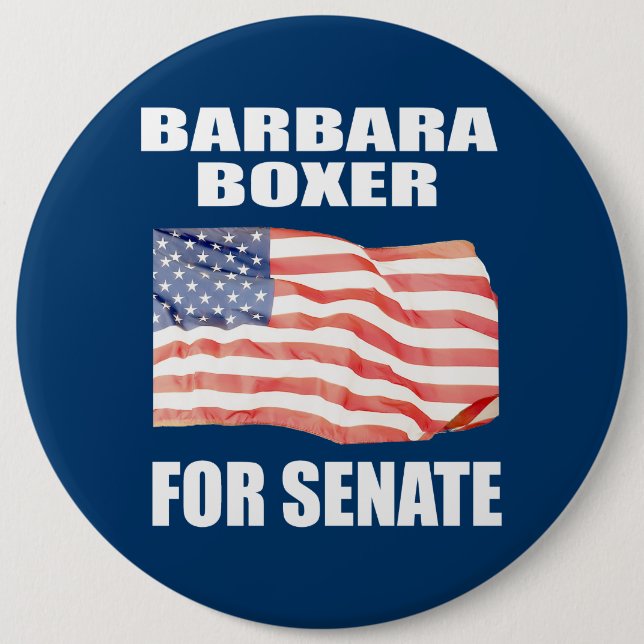 MACARON ROND 15,2 CM BARBARA BOXER POUR LE SÉNAT (Devant)