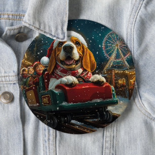 Macaron Rond 15,2 Cm Basset Hound Dog Roller Dessous de verre Noël