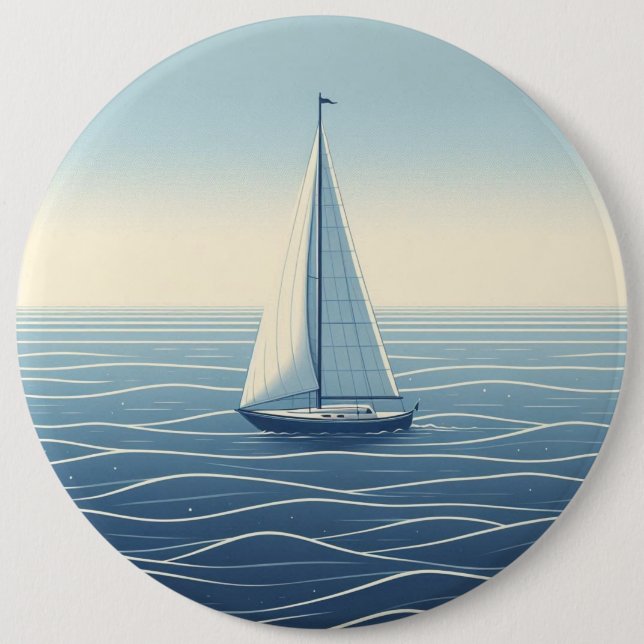 Macaron Rond 15,2 Cm Bateau à voile en haute mer (Devant)