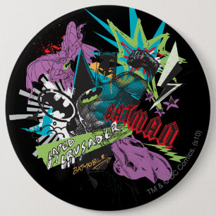 Macaron Rond 15,2 Cm Batman Caped Crusader Neon Collage