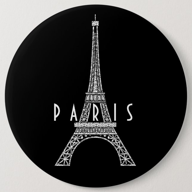 Macaron Rond 15,2 Cm Beau blanc France Paris Tour Eiffel Bouton (Devant)